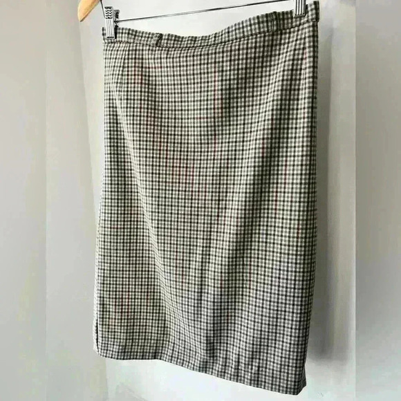 Vintage Marks and Spencer Tan Plaid Pencil Skirt Preppy Prep Old Money Small - Picture 8 of 12